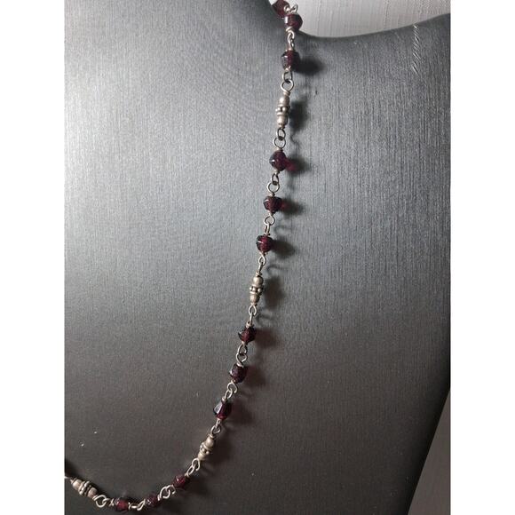 Vintage SILPADA Signed Faceted Garnet Necklace 925 Sterling 16 Inch - Picture 1 of 6